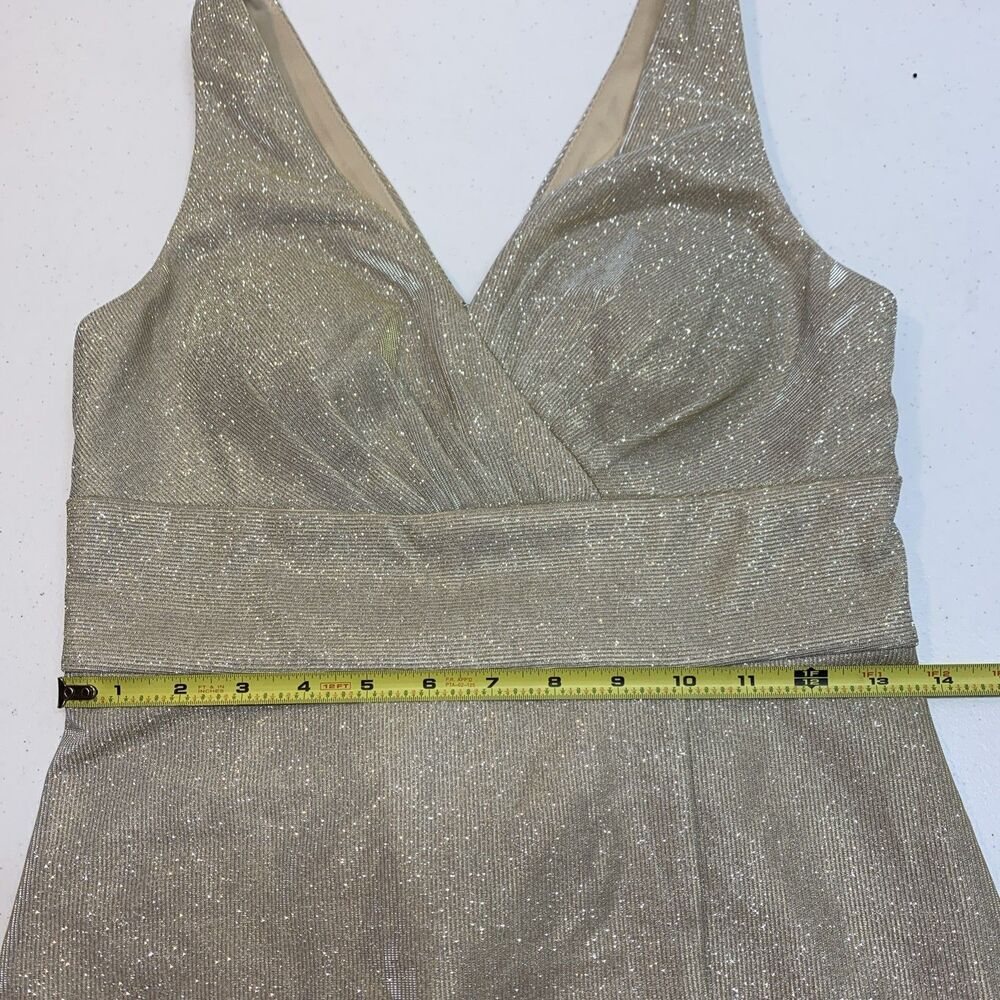 Oleg Cassini Formal Dress Gown Women’s 4‎ Champagne Metallic Prom Black Tie - Picture 10 of 15